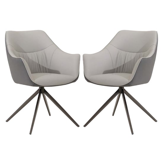 Product photograph of Piran Light Grey Faux Leather Dining Chairs In Pair from Furniture in Fashion