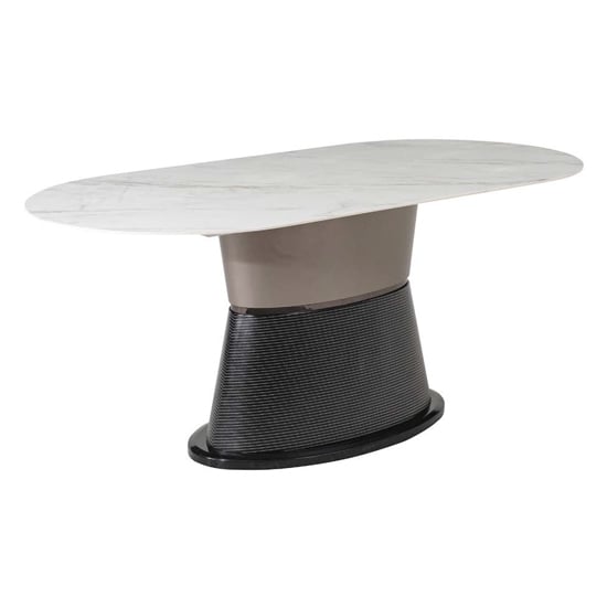 Product photograph of Piran Sintered Stone Dining Table Rectangular In White from Furniture in Fashion
