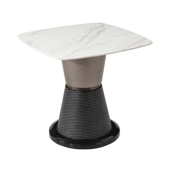 Product photograph of Piran Sintered Stone End Table In White from Furniture in Fashion