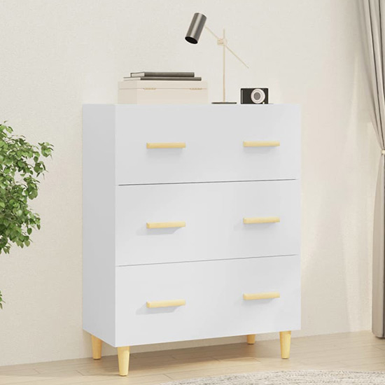 Product photograph of Pirro High Gloss Chest Of 3 Drawers In White from Furniture in Fashion