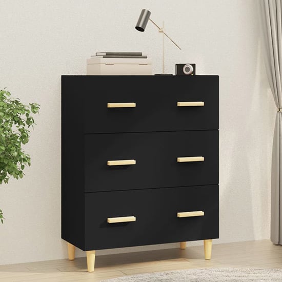 Product photograph of Pirro Wooden Chest Of 3 Drawers In Black from Furniture in Fashion