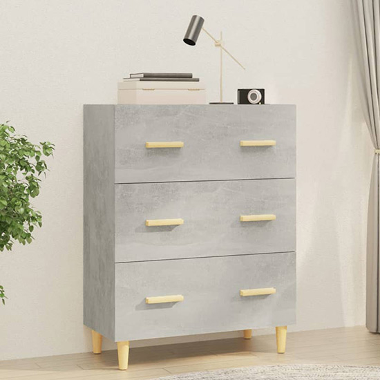 Photo of Pirro wooden chest of 3 drawers in concrete effect