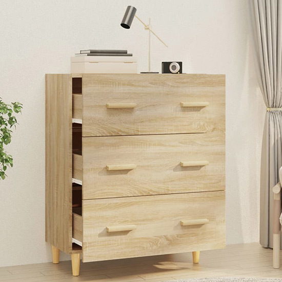 Pirro Wooden Chest Of 3 Drawers In Sonoma Oak