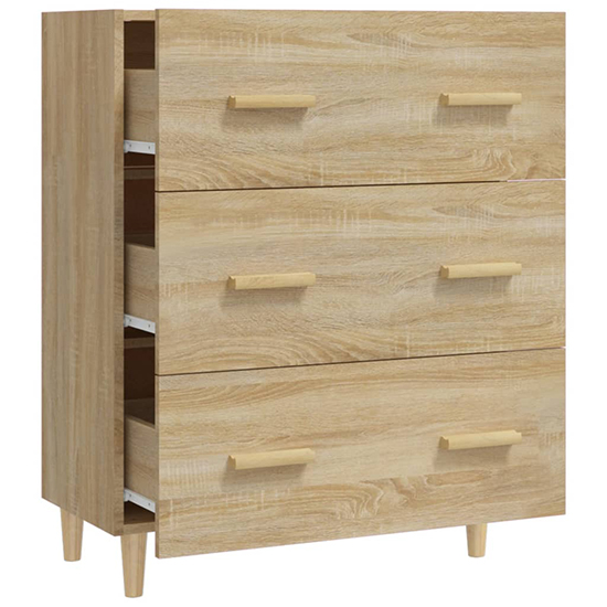 Pirro Wooden Chest Of 3 Drawers In Sonoma Oak