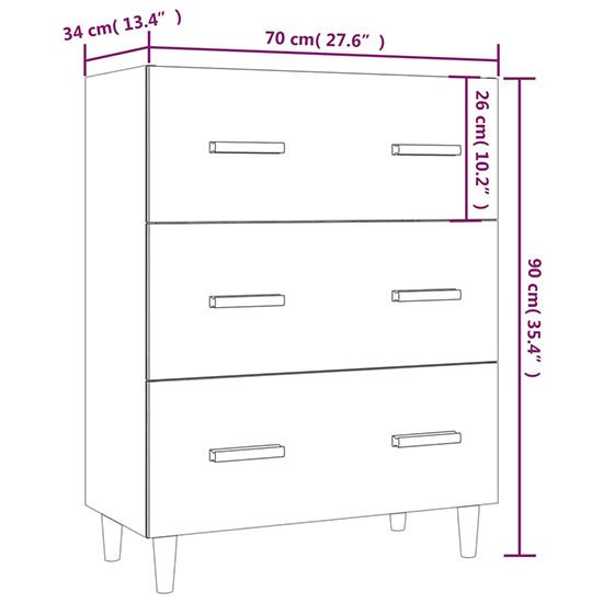 Pirro Wooden Chest Of 3 Drawers In White
