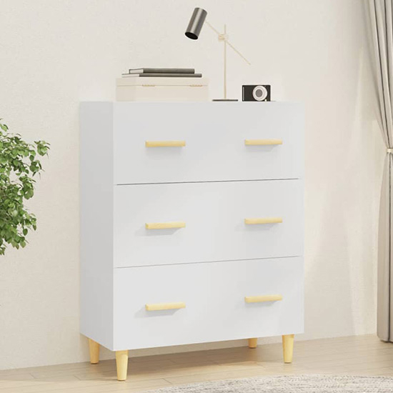 pirro wooden chest of 3 drawers in white
