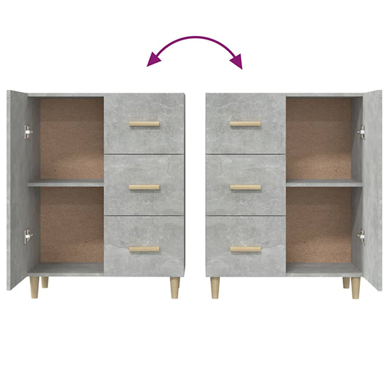 Pirro Wooden Sideboard With 1 Door 3 Drawers In Concrete Effect