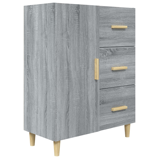 Pirro Wooden Sideboard With 1 Door 3 Drawers In Grey Sonoma Oak