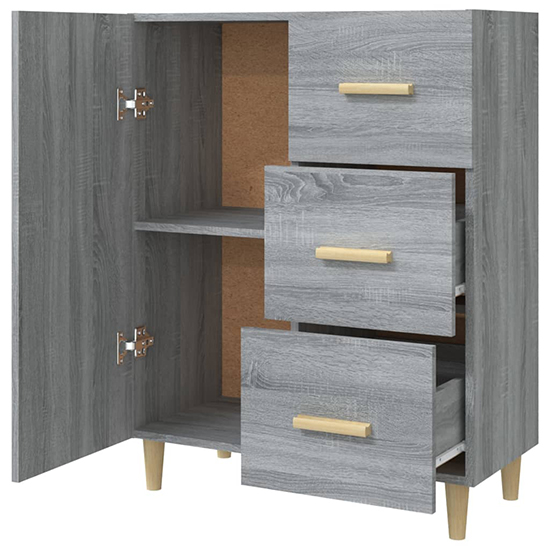 Pirro Wooden Sideboard With 1 Door 3 Drawers In Grey Sonoma Oak
