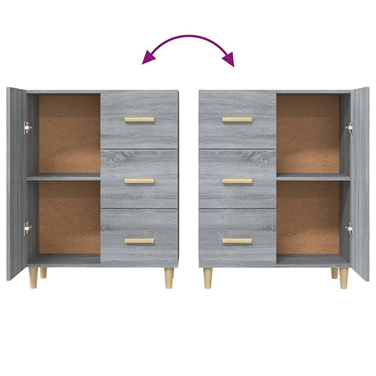 Pirro Wooden Sideboard With 1 Door 3 Drawers In Grey Sonoma Oak