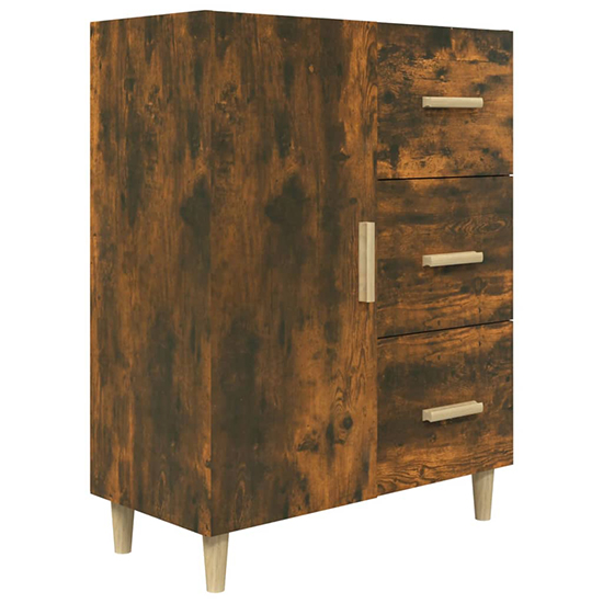 Pirro Wooden Sideboard With 1 Door 3 Drawers In Smoked Oak