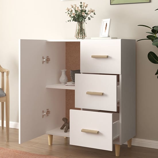 Pirro Wooden Sideboard With 1 Door 3 Drawers In White_2