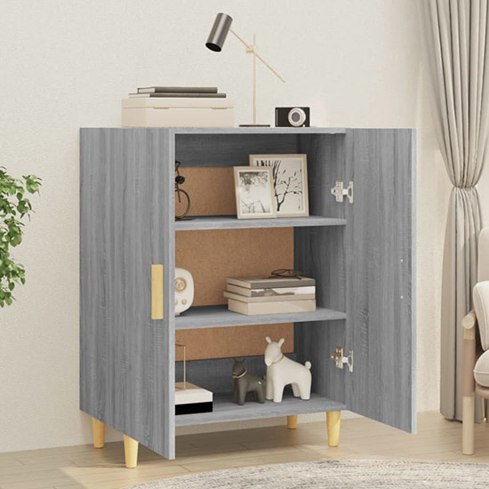 Pirro Wooden Sideboard With 2 Doors In Grey Sonoma Oak