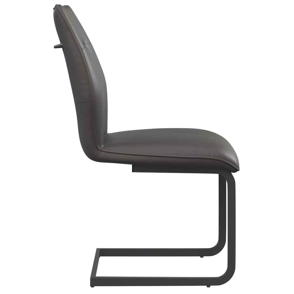 Pisar Grey Faux Leather Dining Chairs with Metal Legs in Pair