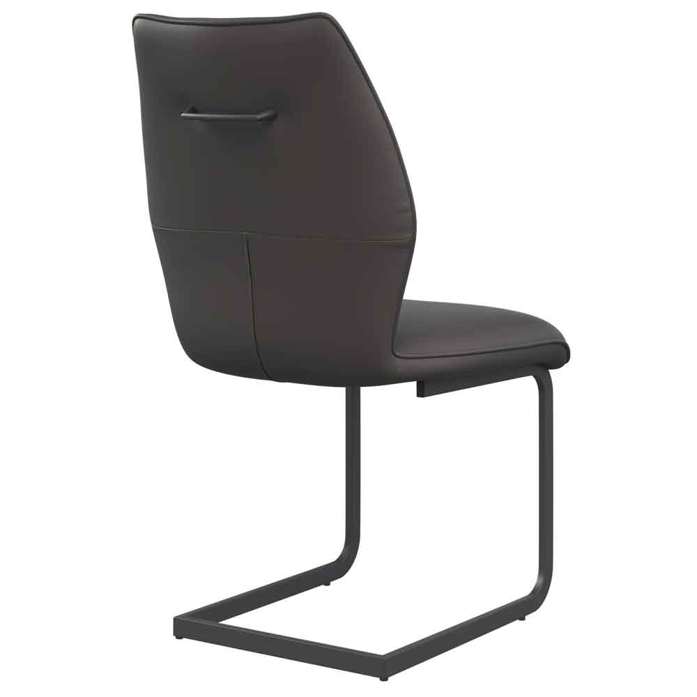 Pisar Grey Faux Leather Dining Chairs with Metal Legs in Pair