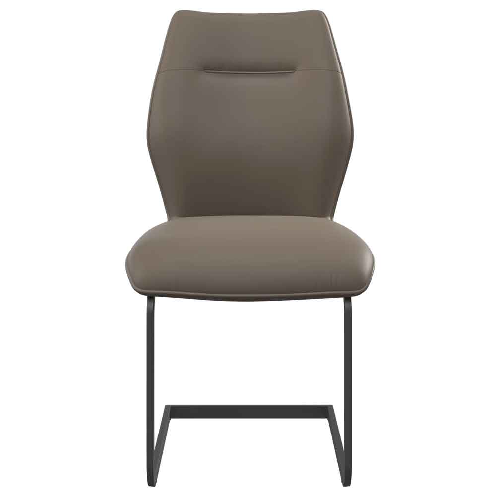 Pisar Taupe Faux Leather Dining Chairs with Metal Legs in Pair