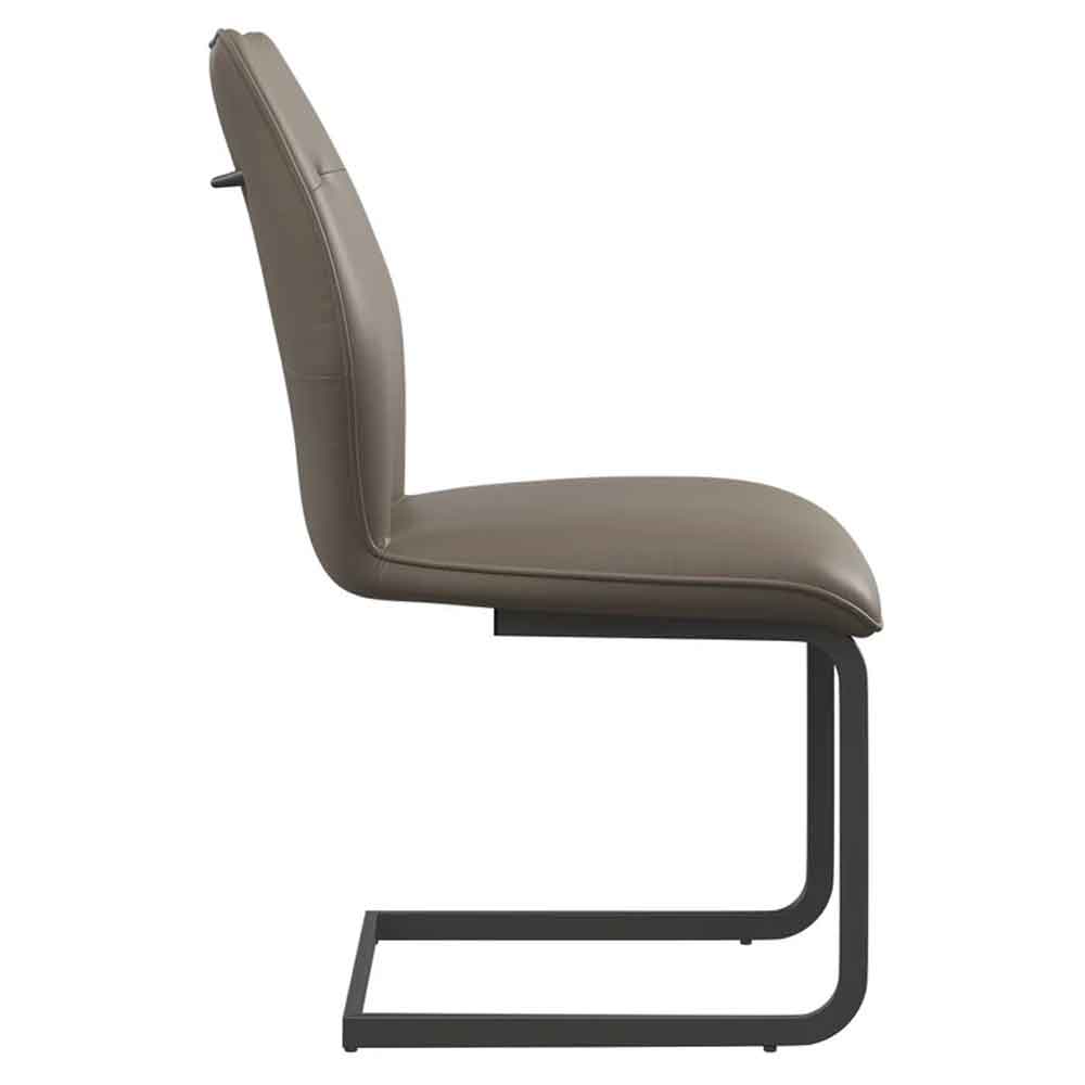 Pisar Taupe Faux Leather Dining Chairs with Metal Legs in Pair