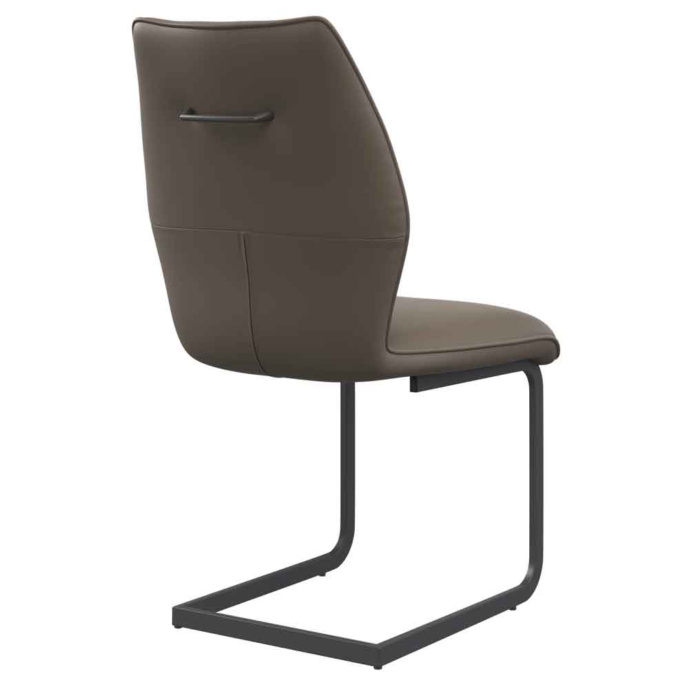 Pisar Taupe Faux Leather Dining Chairs with Metal Legs in Pair