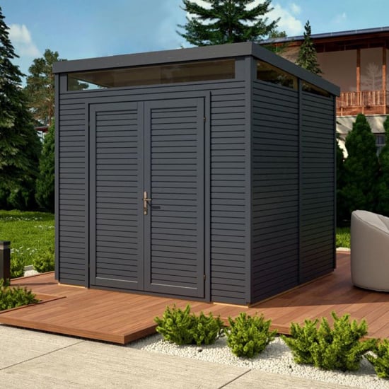 Pitlessie Wooden 8x8 Security Shed In Anthracite