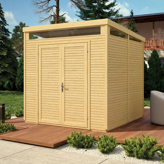 Pitlessie Wooden 8x8 Security Shed In Unpainted Natural_1