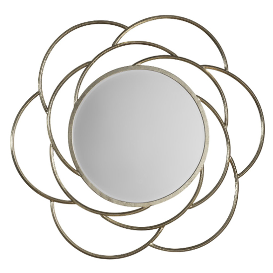 Pixel Round Wall Bedroom Mirror In Champagne Gold Frame_2