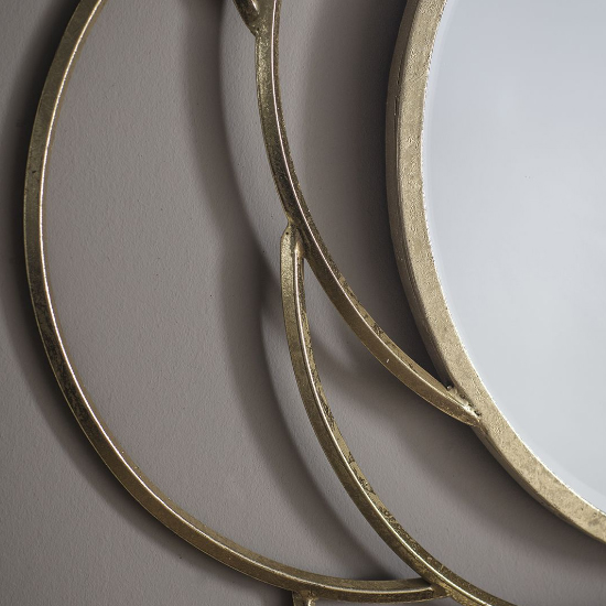 Pixel Round Wall Bedroom Mirror In Champagne Gold Frame_3