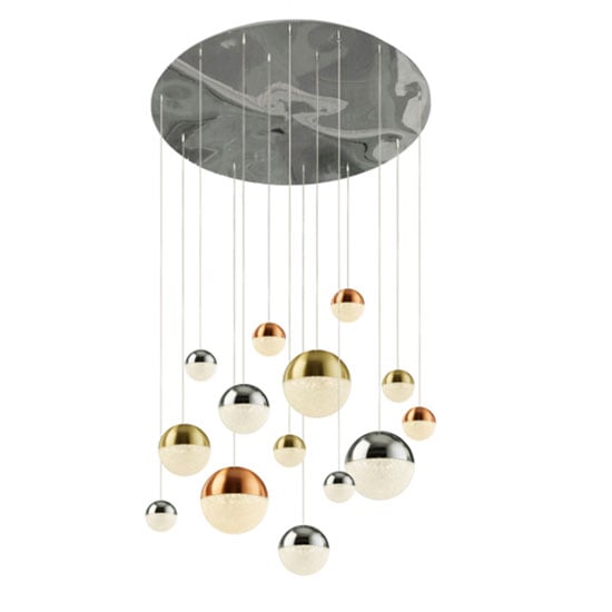 Photo of Planets wall hung 14 multi drop balls pendant light in chrome