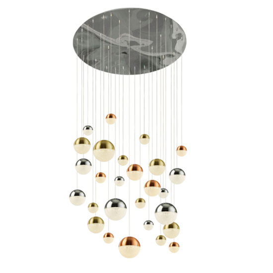 Product photograph of Planets Wall Hung 27 Multi Drop Balls Pendant Light In Chrome from Furniture in Fashion