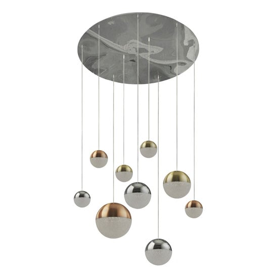 Photo of Planets wall hung 9 multi drop balls pendant light in chrome