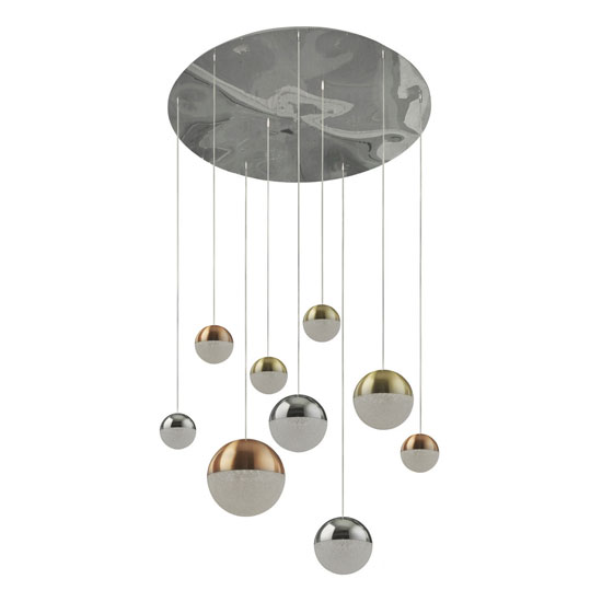 Planets Wall Hung 9 Multi Drop Balls Pendant Light In Chrome