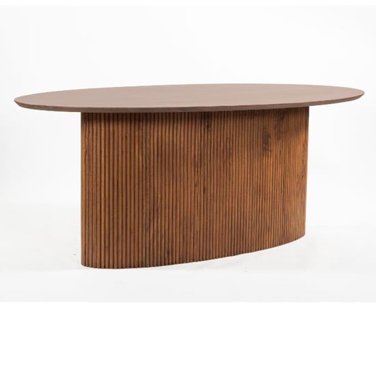Product photograph of Plano Acacia Wood Dining Table Oval In Walnut from Furniture in Fashion