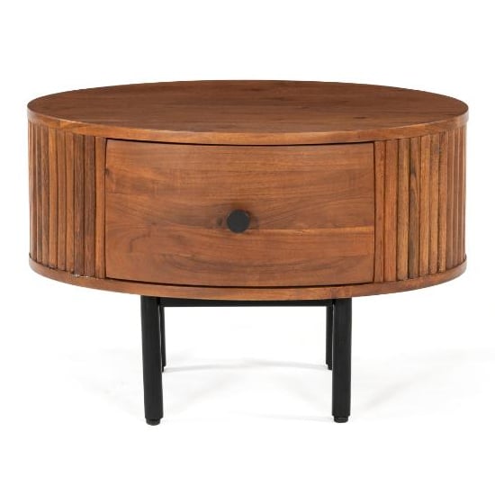Plano Acacia Wood Side Table With 1 Drawer In Walnut