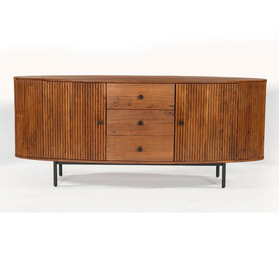 Product photograph of Plano Acacia Wood Sideboard With 2 Doors 3 Drawers In Walnut from Furniture in Fashion