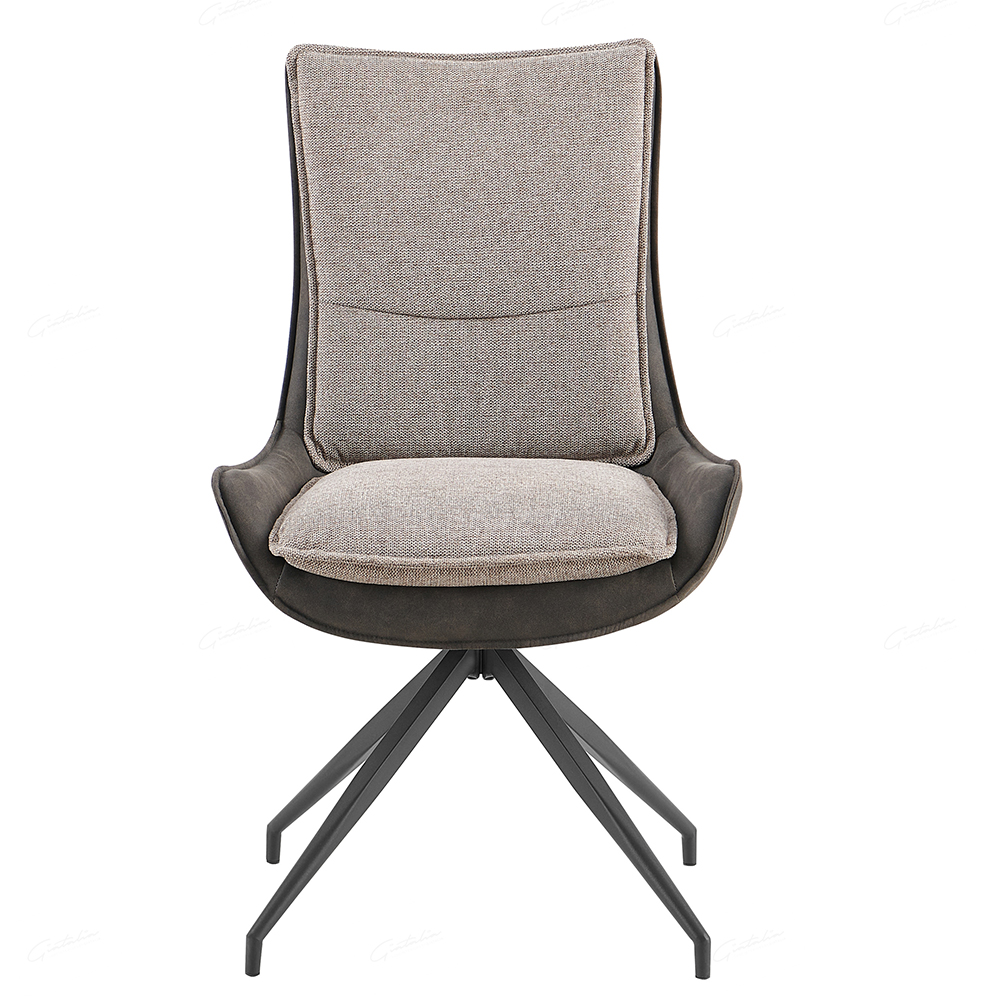 Plano Grey Fabric Dining Chairs With Black Legs In Pair