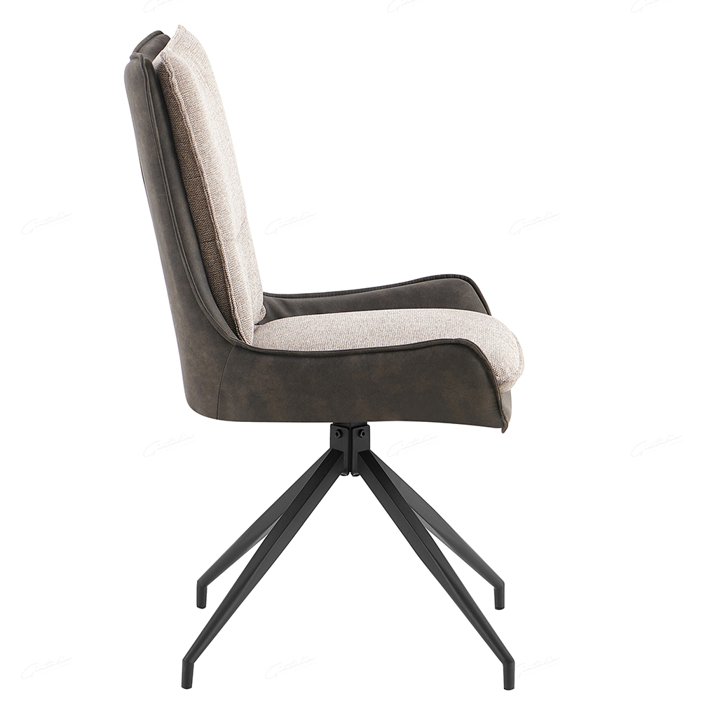 Plano Grey Fabric Dining Chairs With Black Legs In Pair