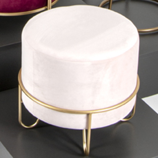 Read more about Plano round fabric stool in cream with gold metal base