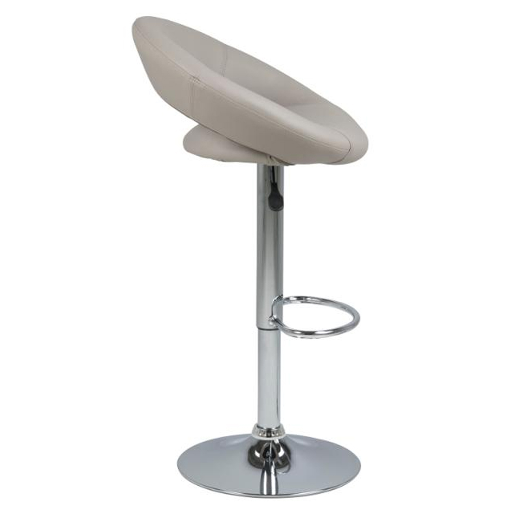 Plano Taupe PU Leather Bar Stools With Chrome Base In Pair