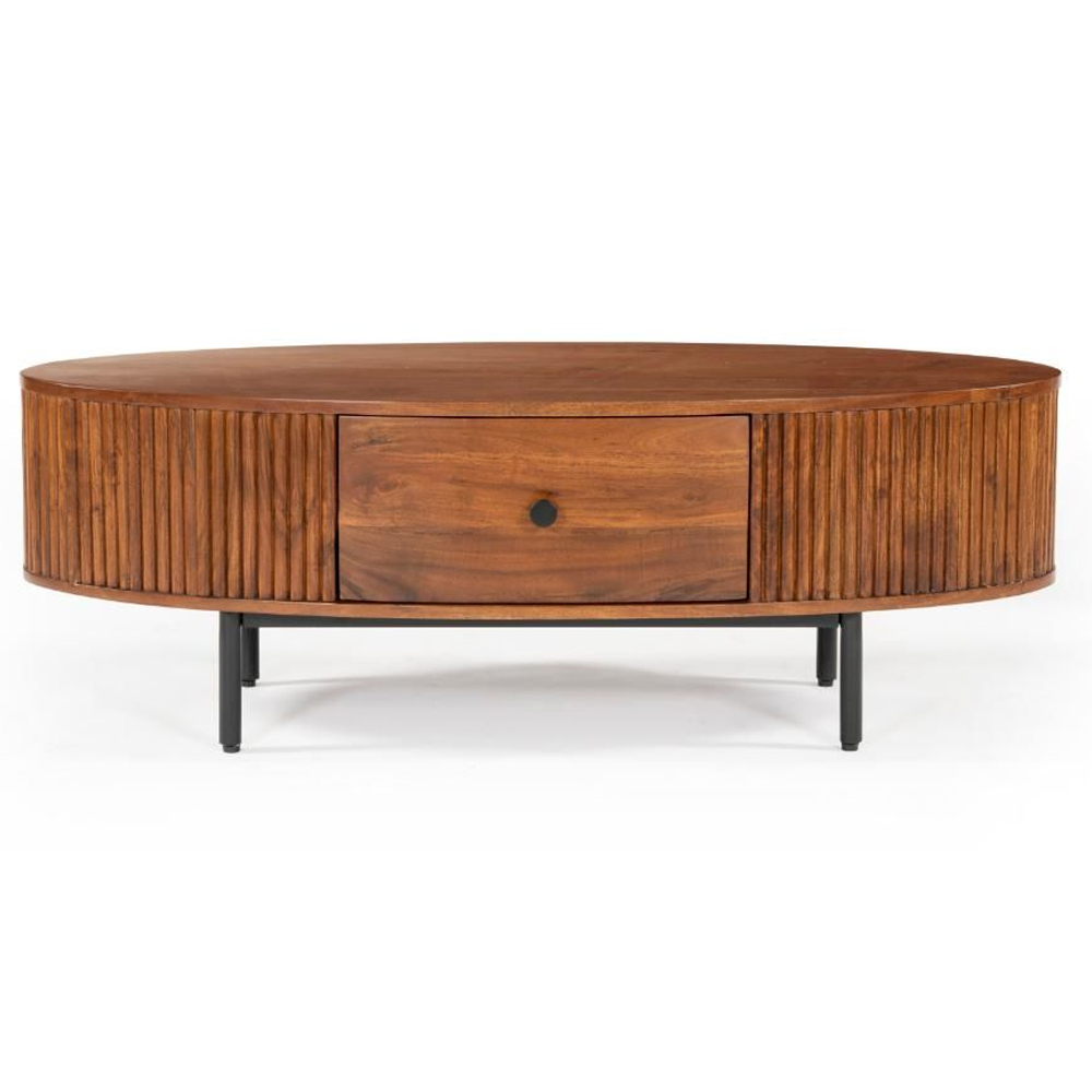 Plano Wooden Coffee Table With 1 Drawer In Walnut