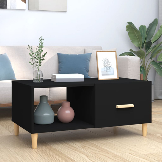 Plano Wooden Coffee Table With 1 Flap In Black