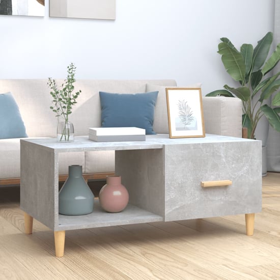 Product photograph of Plano Wooden Coffee Table With 1 Flap In Concrete Effect from Furniture in Fashion