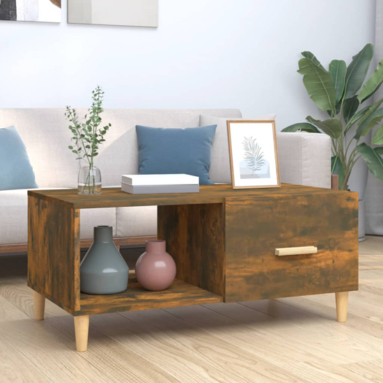 Plano Wooden Coffee Table With 1 Flap In Smoked Oak