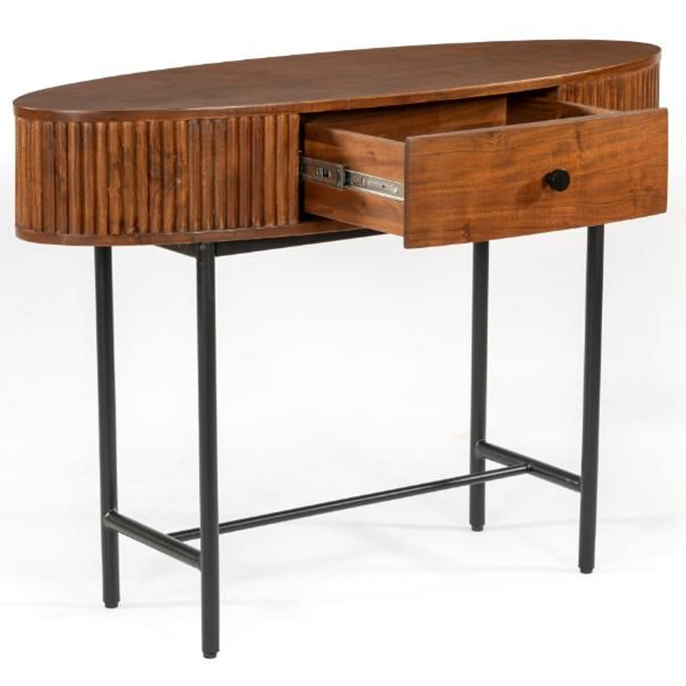 Plano Wooden Console Table With 1 Drawer In Walnut