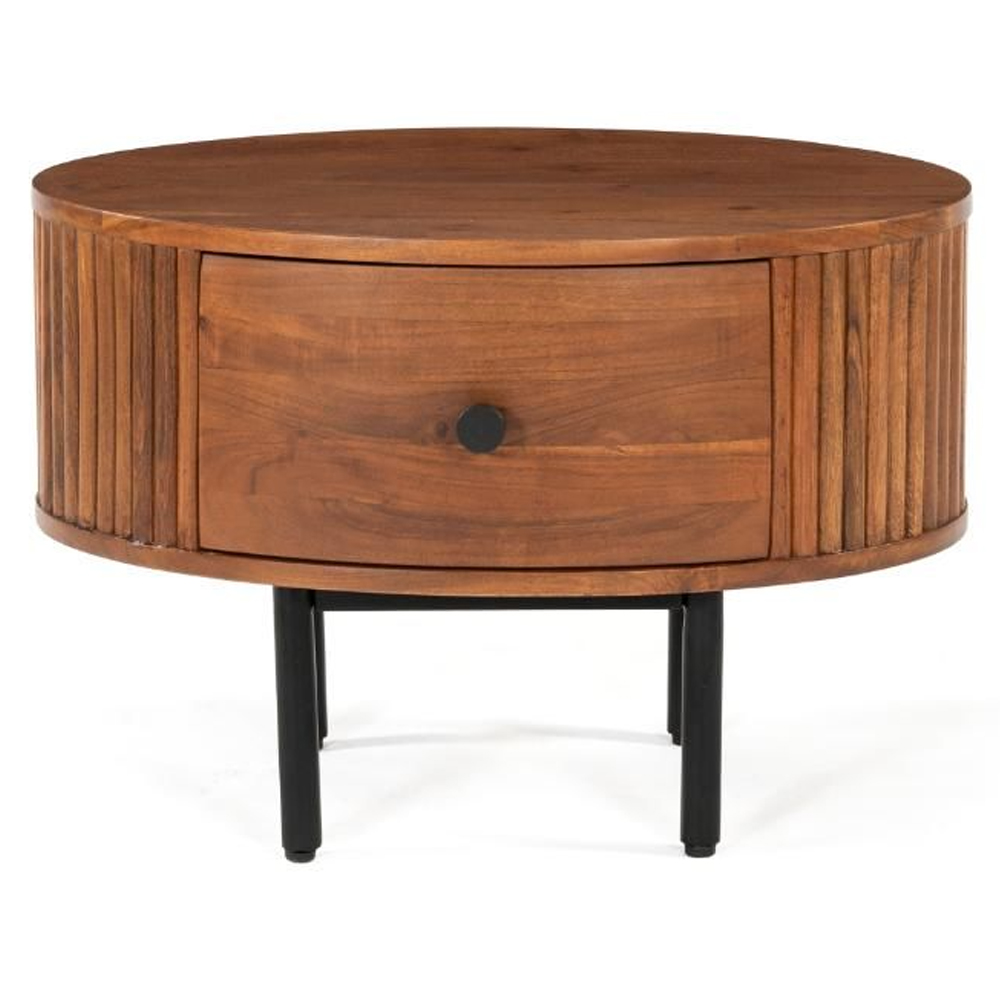 Plano Wooden Side Table With 1 Drawer In Walnut