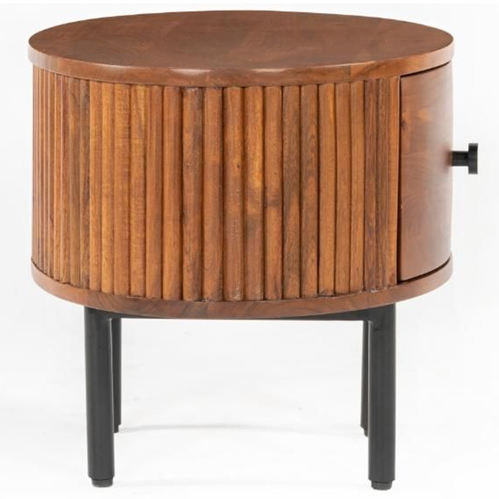 Plano Wooden Side Table With 1 Drawer In Walnut