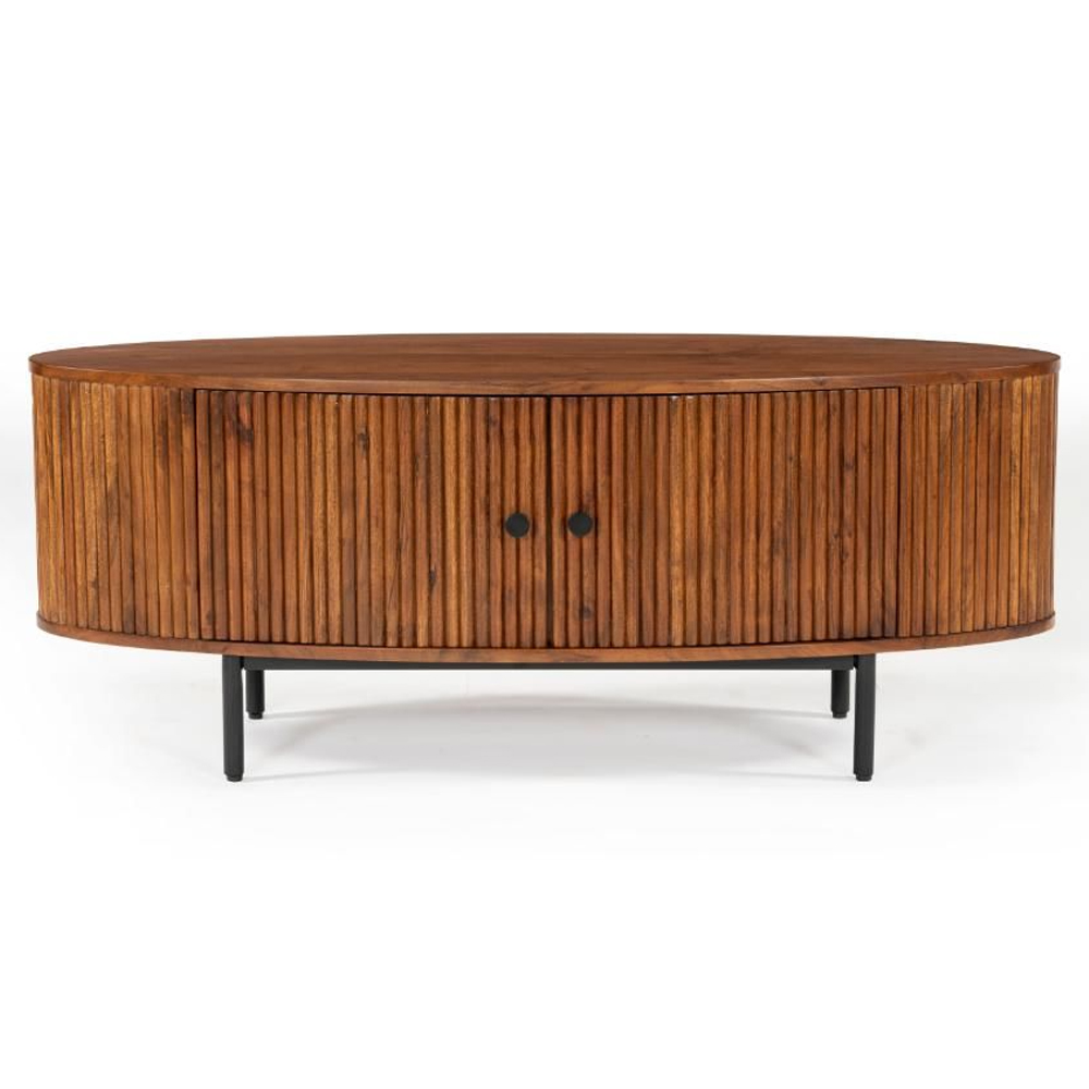 Plano Wooden TV Stand With 2 Doors In Walnut