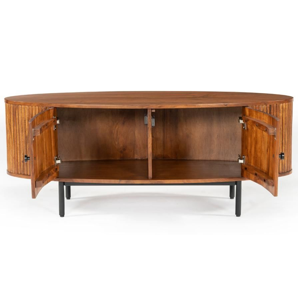 Plano Wooden TV Stand With 2 Doors In Walnut