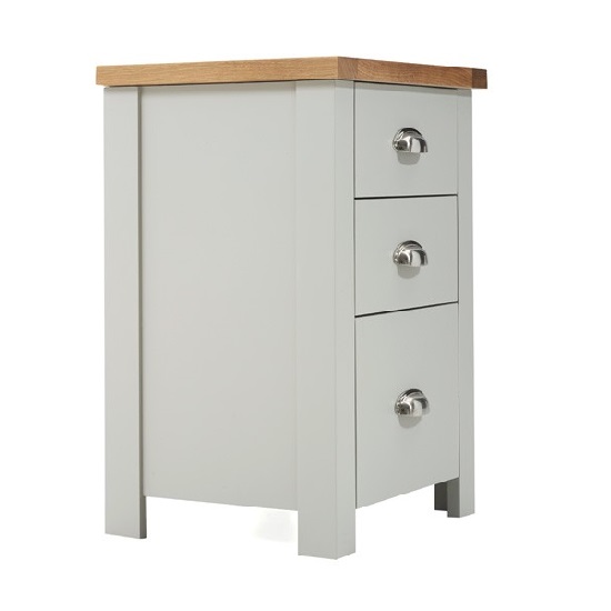 Platina Wooden Tall Bedside In Oak And Grey Furniture in Fashion
