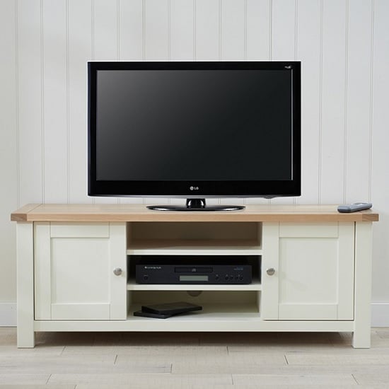 Platina Wooden TV Stand In Cream And Oak With 2 Doors ...