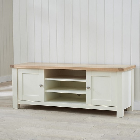 Platina Wooden TV Stand In Cream And Oak With 2 Doors Furniture in