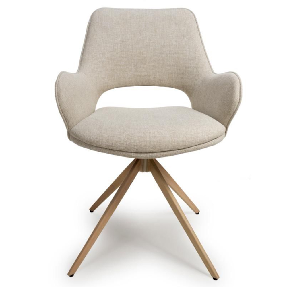 Playa Natural Fabric Dining Chairs In Pair